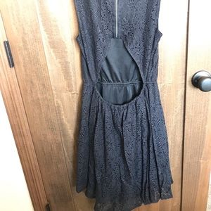 Black lace open back dress